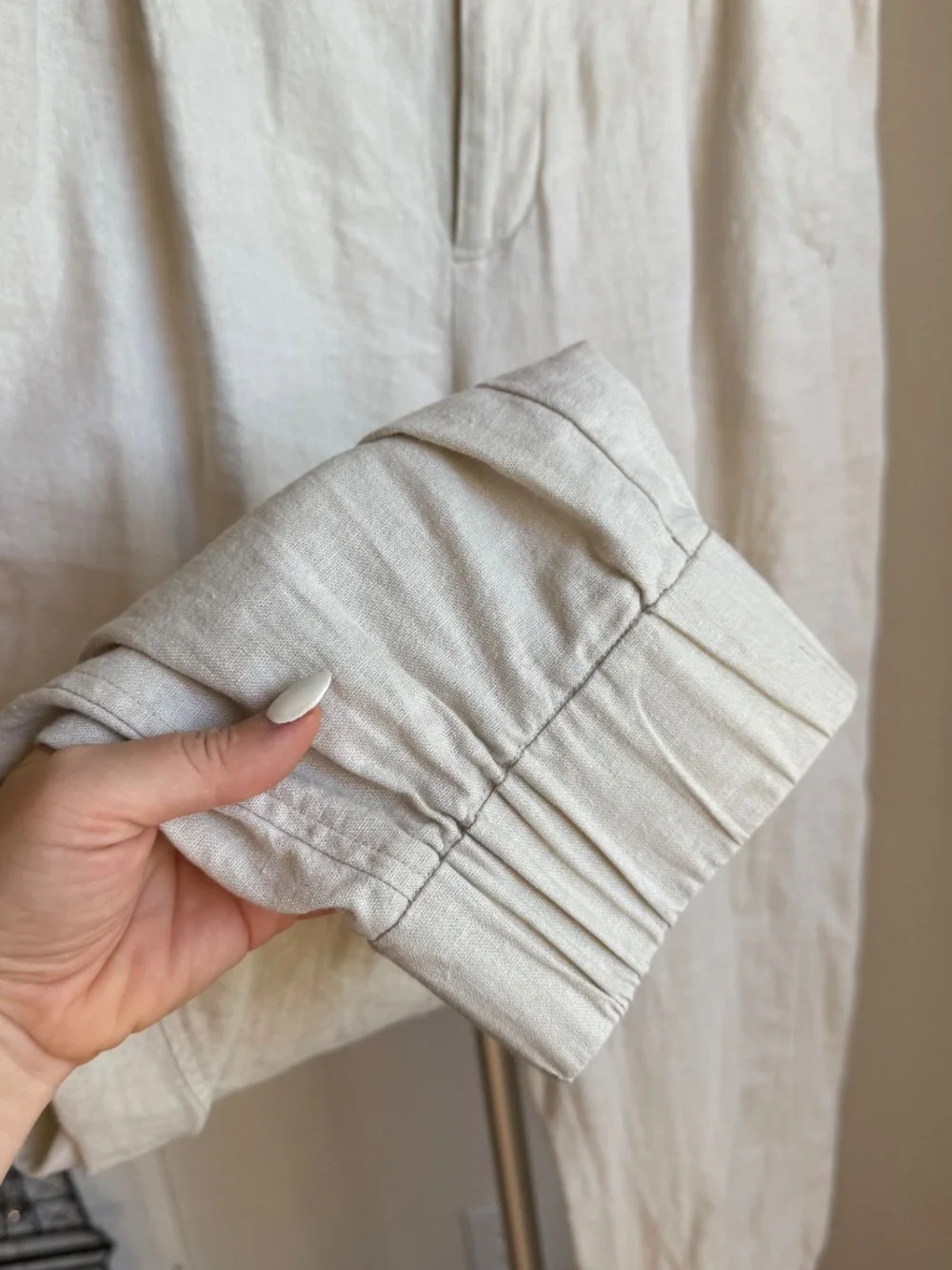 ZARA LINEN BLEND JOGGING PANTS SAND SIZE S